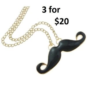 😀 3 for $20 New Fun Mustache Gold Tone Necklace